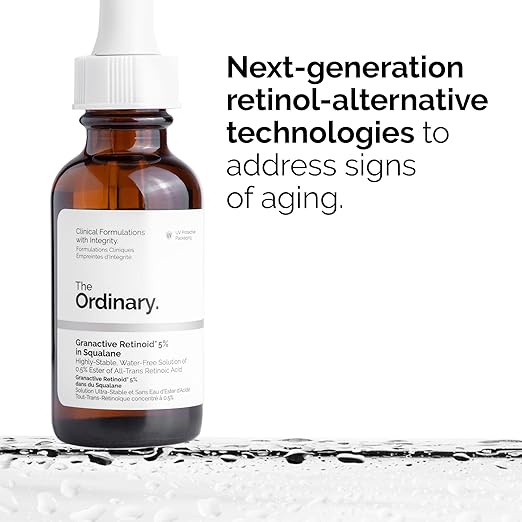 The Ordinary Granactive Retinoid 5 in Squalane, Advanced Anti-Aging Retinoid with Hydration Support for Dry and Mature Skin, 1 Fl Oz
