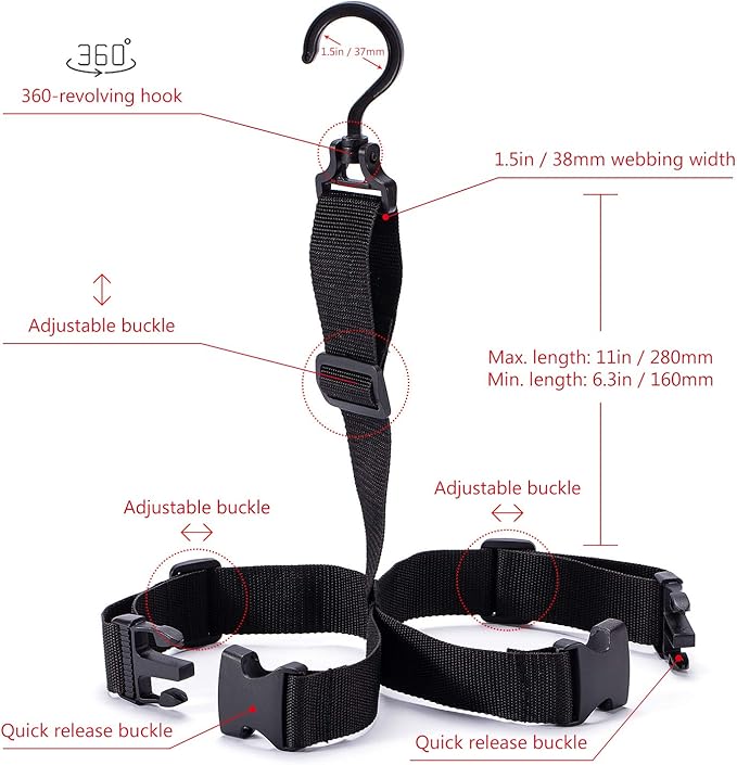 BASSDASH Fishing Wader Boot Hanger Adjustable Strap for Storage Drying