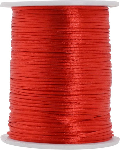 Mandala Crafts Nylon Satin Cord 1mm Rattail Cord Red String - 100 Yds Nylon Chinese Knotting Cord Rat Tail Silk Cord for Bracelet Necklace Jewelry Making Macrame Trim