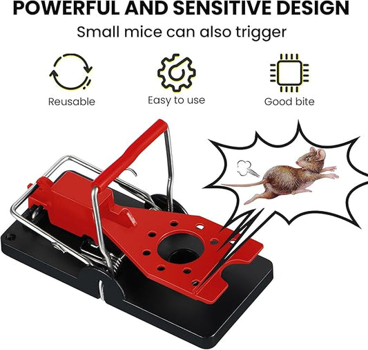 Qualirey 24 Pcs Plastic Mouse Rat Traps House Indoor Quick Effective Safe for Warehouse Garden Kitchen 3.86 x 1.81 x 2.17 Inch (Red)