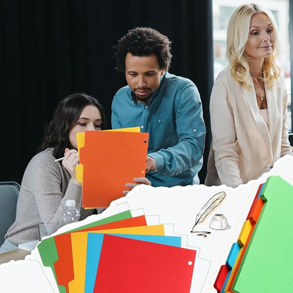 Harloon 250 Dividers Blank Writing on Binder Dividers 3 Hole Punch Dividers 1/5 Cut Tabs Heavyweight Letter Size Ring Binder Dividers 50 Sets for Project Class Presentation (Colorful)