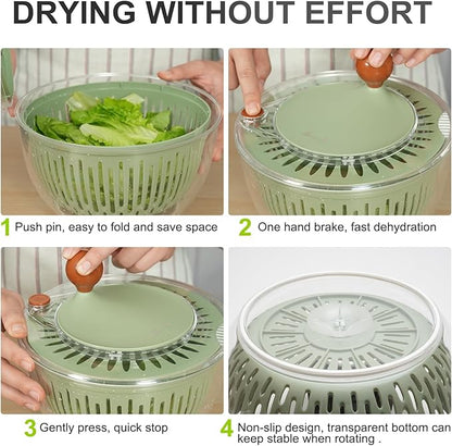 ZHANG XIAO QUAN SINCE 1628 Easy to use pro Pump Salad Spinner 6.3 qt with Bowl, Colander and Built in draining System Lettuce Spinner for Fresh, Crisp, Clean Salad and Produce