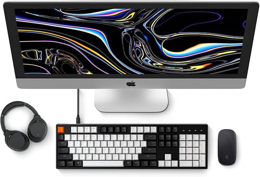 Keychron C2 Full Size Wired Mechanical Keyboard for Mac, Hot-swappable, Gateron G Pro Brown Switch, White Backlight, 104 Keys ABS keycaps Gaming Keyboard for Windows,Type-C Braid Cable