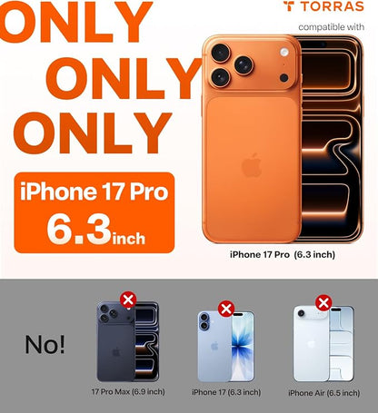 TORRAS for iPhone 17 Pro Case Crystal Clear, Upgraded Anti-Yellowing, Military-Grade Protection, Ultra Transparent Slim Case for iPhone 17 Pro Phone Case, Soft Bumper, Anti-Scratch, Clear, 6.3''