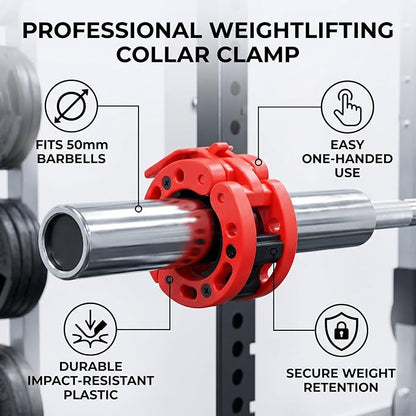 Drfeify Barbell Clamps, 50mm Weight Bar Plate Lock, Weight Bar Collar Clip for Weightlifting Powerlifting