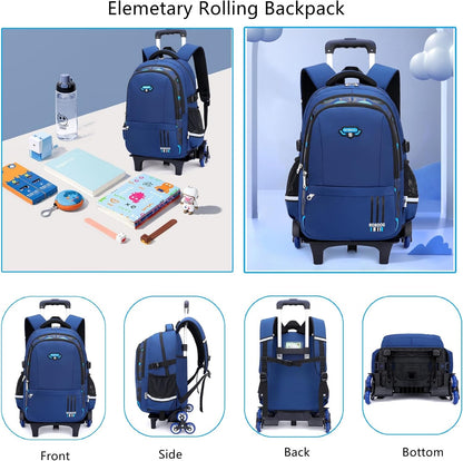 Mfikaryi Solid Color Elemetary Rolling Backpack,Camo Prints Kids Wheeled School BookBag,Backpack with wheels for boys
