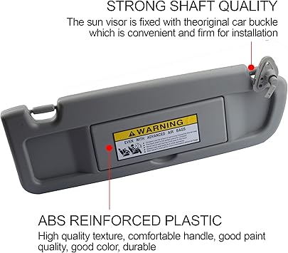 Dasbecan Clear Gray Right Passenger Side Sun Visor Compatible with Honda Civic 2006-2011 Replaces 83230-SNA-A01ZC