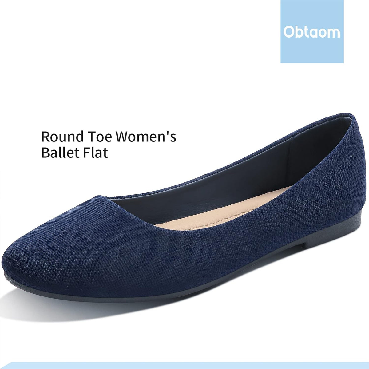 Obtaom Round Toe Women Flat Shoes Slip on Girls Dress Black Ballet Flats.