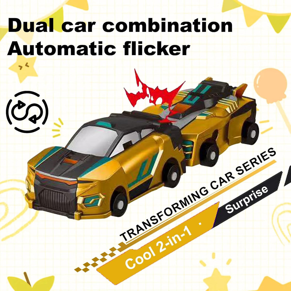Flying Dragon/Car Toy, 2-in-1 Crash Transform for Kids 3+ Durable ABS Plastic, Magnetic Crash Transform, No Battery Needed, Indoor Travel Play, Boys Birthday Gift