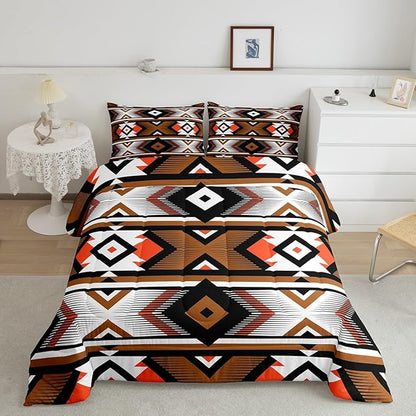 Erosebridal Southwestern - Queen size duvet set, retro style, ethnic, geometric, bohemian, Aztec, for children, teenagers and adults, western tribal duvet set, decoration of