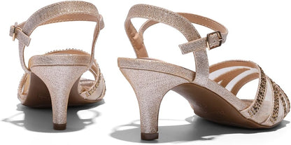 DREAM PAIRS Women's Nina Low Heel Pump Sandals
