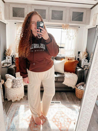 UEU Women's Casual Loose Wide Leg Cozy Pants Yoga Sweatpants Comfy High Waisted Sports Athletic Lounge Pants with Pockets