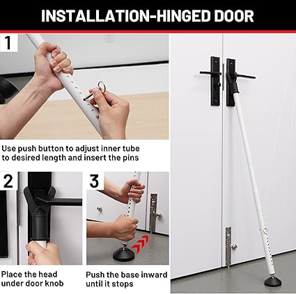 Door Stoppers Security Bar 2 Pack - Heavy Duty Door Jammer - Adjustable Sliding Door Lock Bar - Door Barricade Security Bars for Window, Front Door, Patio Door, Apartment, Home, Hotel Room