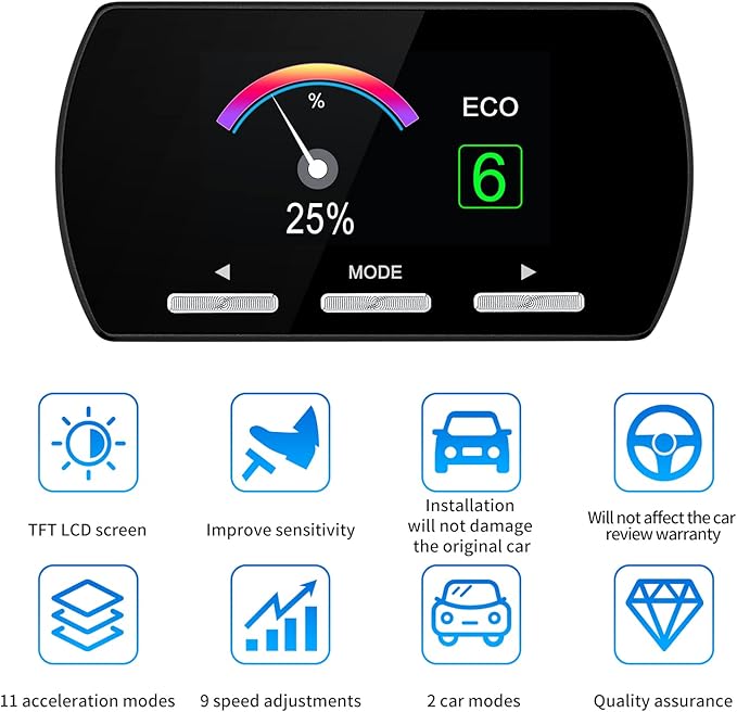 Throttle response controller, 9 units, 11 modes, universal electronic throttle controller for car, intelligent racing throttle compatible with Challenger Ram
