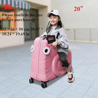 CNCEST 20" Kid's Ride-on Travel Suitcase,Rolling Luggage with Wheels Carry Trolley Luggage with Password Lock,Children's Ride On Trolley Luggage for Children's Day Gift,Festival Gift