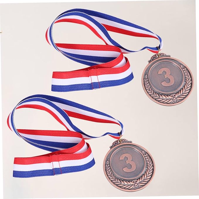 2Pcs Medals with Neck Ribbon Bronze Winner Medal for Competitions Award Medal for Games and Events