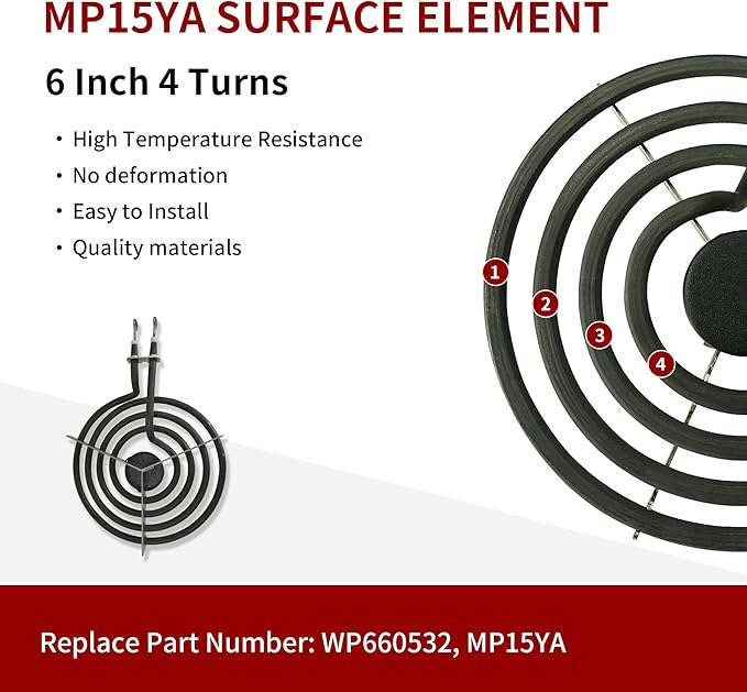 WP660532 Stove Burner Surface Element, MP15YA 6 Inch