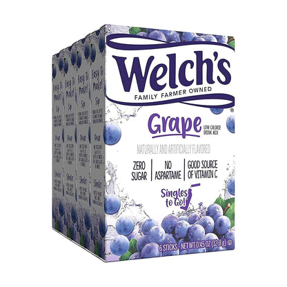 Welch's Grape Singles To Go Drink Mix, 0.45 OZ, 6 CT (Pack of 4)