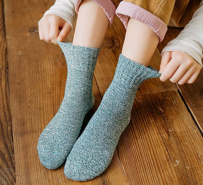JUNAN 2Pairs Ladies thermal Winter socks, Womens Thick Knitting Warm & comfy Wool Crew Vintage Style Sock
