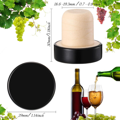 Yookeer 144 Pcs Cork Bottle Stoppers T-Shaped,Black Reusable Wine Sealing Plug for Beer, Natural Cork with Metal Cap, Preserve Freshness, For Home Bar and DIY Craft Use