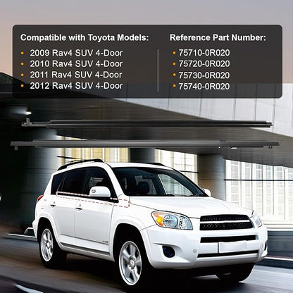 Window Molding Trim Seal for 2009-2012 Toyota Rav4,Black Outer Door Weather Strip Window Seal Belt,Replace#75710-0R020 75720-0R020 75730-0R020 75740-0R020