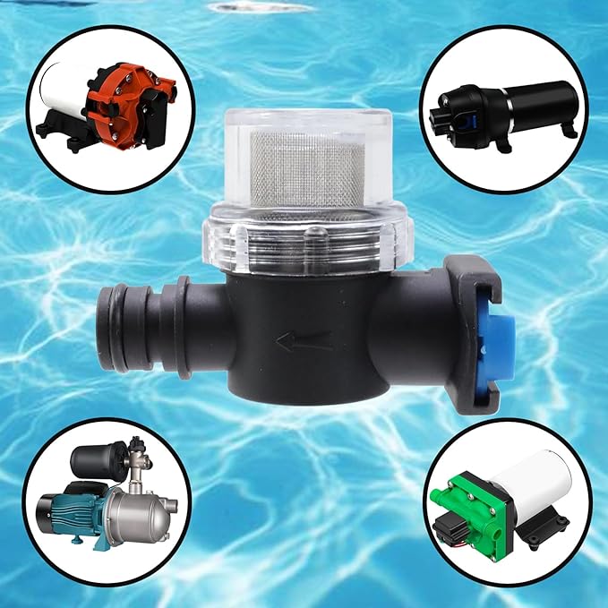 Water Pump Strainer Filter Set RV Replacement 3/4Inch RV Water Pump Strainer