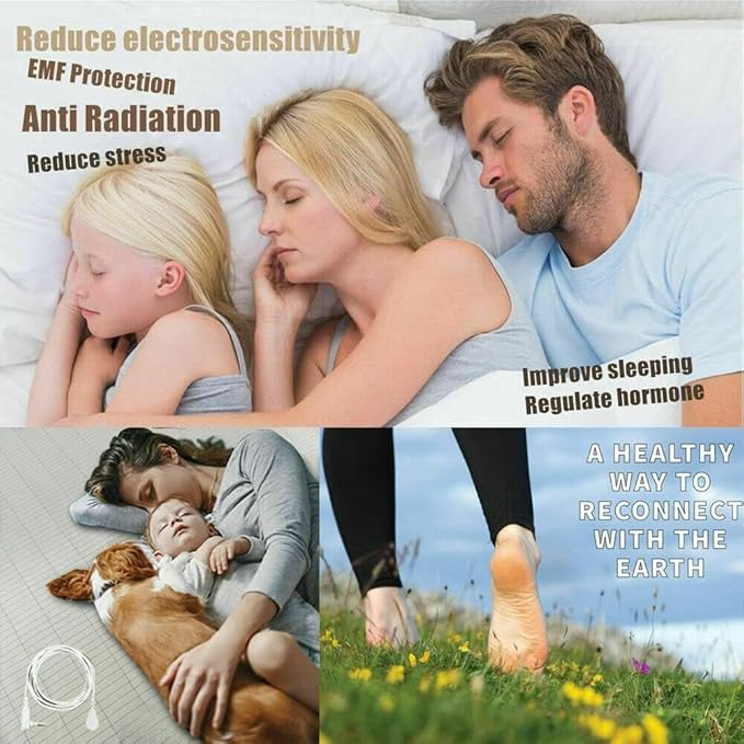 Grounding Sheet with Silver Fiber & Organic Cotton - Conductive with Grounding Cord, Grounding Keep Good Sleep, Natural Health (27x52 inch, White)