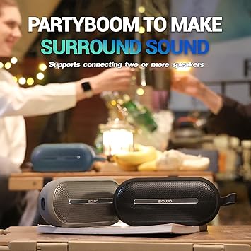 SOWO Portable Bluetooth Speaker - Wireless Speaker Waterproof with Partyboom Technology - 40W, Loud Clear Stereo Sound and Bass Boost - 16H Playtime for Outdoor, Camping and Travel Use - Blue