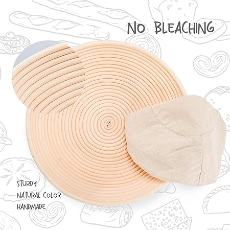 Bread Proofing Baskets 8.5 inch Round Dough Proofing Bowls wLiners Perfect for Home Sourdough Bakers Baking