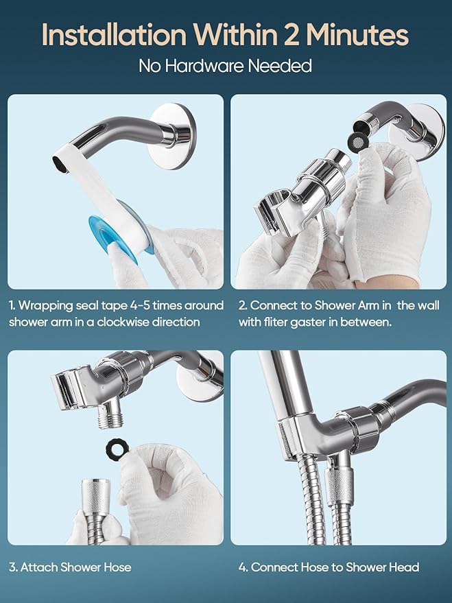 Cobbe Shower Head Holder for Handheld Shower Head, Brass pivoting ball adjustable Shower Arm Mount for Connecting Shower Arm and Shower Hose, 12 Inch IPS Female Inlet and Male Outlet, Chrome Finish