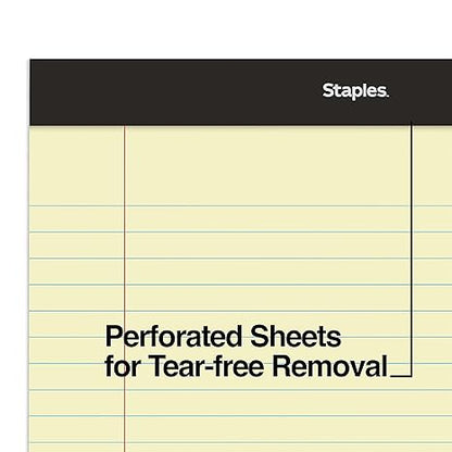 Staples Notepads, 8.5 x 11.75 Inch, Wide Ruled Legal Pads, Writing Pad for Home, Office, School, 12-Pack, Yellow Paper