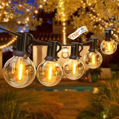 DAMAING Outdoor String Lights 150 FT Patio Lights String with 75 Dimmable ST38 Plastic LED Bulbs,Vintage Shatterproof Edison String Lights Waterproof for Bistro Balcony Backyard and Gazobos.