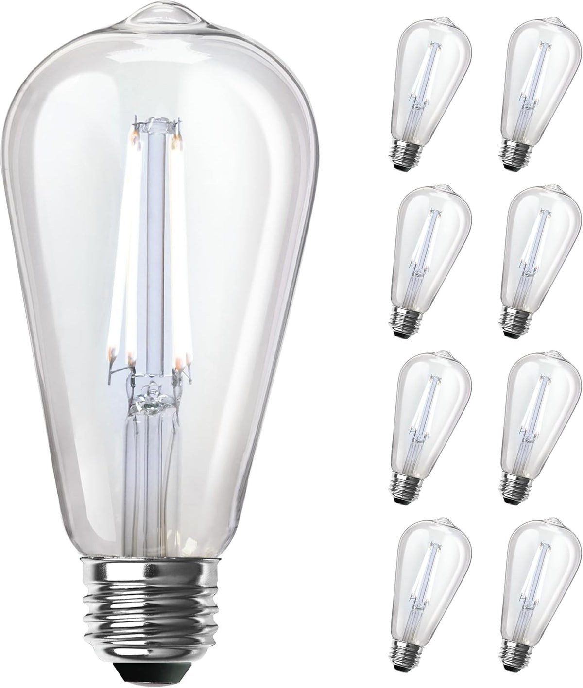 Feit Electric ST19 Vintage Edison LED Light Bulb, 60W Equivalent, Dimmable, 5000K Daylight, 800 Lumens, E26 Base, Retro Filament Light Bulbs, 15,000-Hour Lifetime, ST1960/CL/950CA/2/4, 8 Pack
