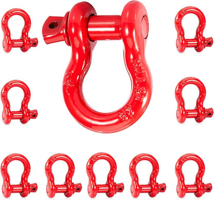 1/2" D Ring Shackles Forged Carbon Steel with Screw Pin WLL 2 Tons 4,000 Lbs, Heavy Duty D Ring Buckle for Towing, Rigging and Vehicle Recovery (10 Pack)