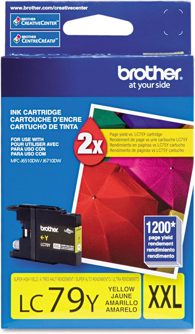 Brother Printer LC79Y Super High Yield (XXL) Yellow Cartridge Ink - Retail Packaging