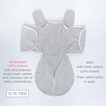 SwaddleDesigns 6-way Omni Swaddle Sack Arms Up Swaddle for Newborn, More Options to Calm Startle Reflex, Improves Sleep, Easy Transition Baby Sleep Sack, Small, 0-3 month, Heathered Gray