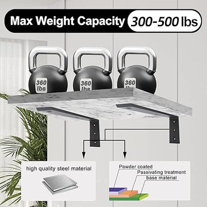 Countertop Support Bracket 4 Pack 16 inch Heavy Duty 38" Thick Black Granite Countertop Bracket 16"x6"x2.5" Shelf L Bracket Mantel Corbels for QuartzGraniteWoodConcretLaminate Countertops