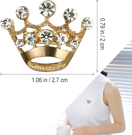 LUOEM 12 Pieces Crown Brooch Pin Fashion Diamante Wedding Party Pageant Tiara Crown Corsage for Wedding Valentine's Day Supplies (Gold)
