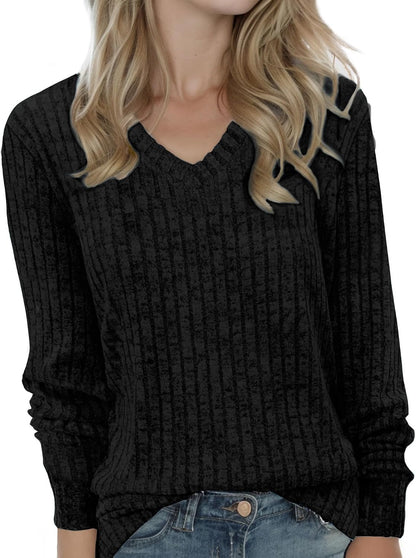 Buauty Womens Long Sleeve ShirtsTunics Tops V Neck Spring Fall Winter, Lightweight Sweaters Dressy Casual Trendy