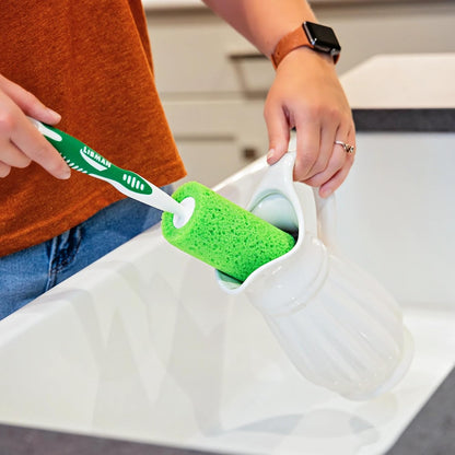 LIBMAN Sponge Bottle Brush - 3 Pk Glass & Dish Sponge with Handle - Bottle Cleaner for Cleaning Glasses, Cups, Dishes, pots