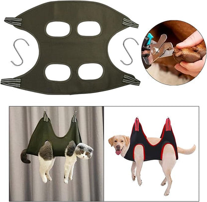 Grooming Hammock for Cleaning and Nail Clipping, Dark Green M