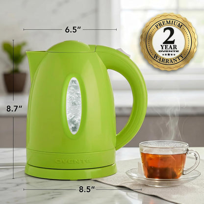 Electric Kettle, 1.7L Fast Boiling Water Heater for Coffee or Tea, BPA Free with Water Level Gauge, Auto Shut-Off, Boil-Dry Protection, Indicator Light and Removable Filter, Green KP72G