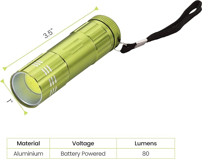 GoGreen Power GG-113-COBLM - COB LED Flashlight with batteries, Lime Green