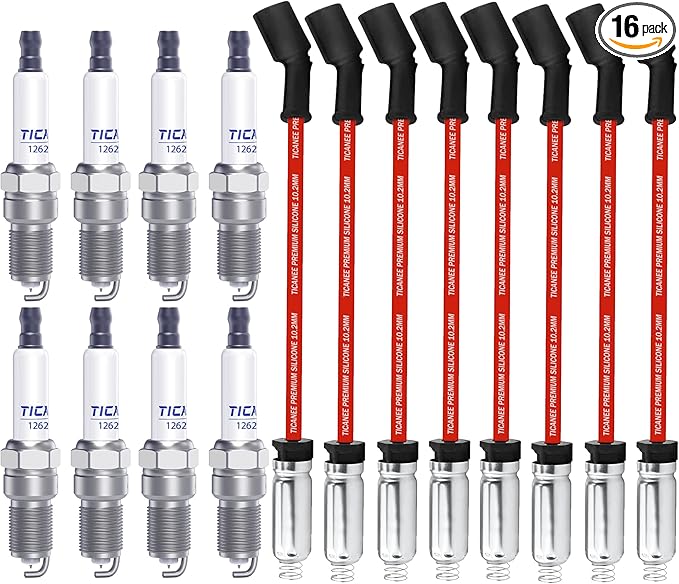 Iridium - Set of spark plugs and cables for Chevy 5.3L Silverado 1500 Suburban Avalanche Tahoe 4.8L 6.0L, 41 110 12621258 Spark plugs compatible with GMC Yukon Sierra