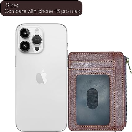 CATCH ON Small Wallet Women & Men, Slim Minimalist Faux Leather Front Pocket Credit Card Holder With Zipper Pocket (brown)