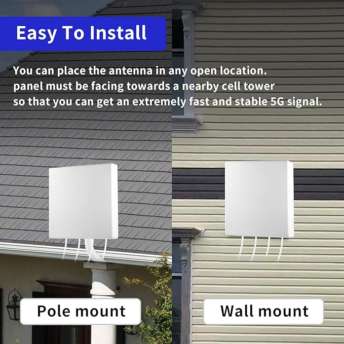 High Gain 4x4 MIMO 5G External Panel Antenna Kit with 20ft Low Loss Cable Signal Booster for 4G LTE 5G Cellular Hotspots, Routers, Gateways, Verizon, ATT, T-Mobile Home Internet, Eifagur