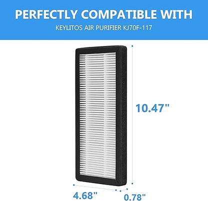 2-Pack KJ70F-117 True HEPA Replacement Filter, Compatible with Keylitos Purifier KJ70FKJ70F-117, Pre-Filters  True HEPA Filters