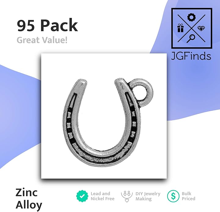 JGFinds Western Lucky Horseshoe Charms for Western Jewelry Making, Bulk 95 Pack - DIY Horseshoe Charms for Necklace, Earring Making or Country Charm Keychain