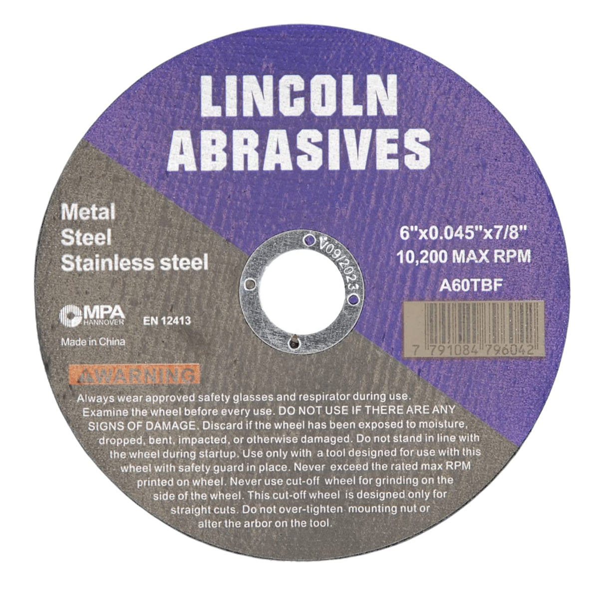 9 Pack 6" Cut-Off Wheels Lincoln Abrasives .045" Metal & Stainless Steel