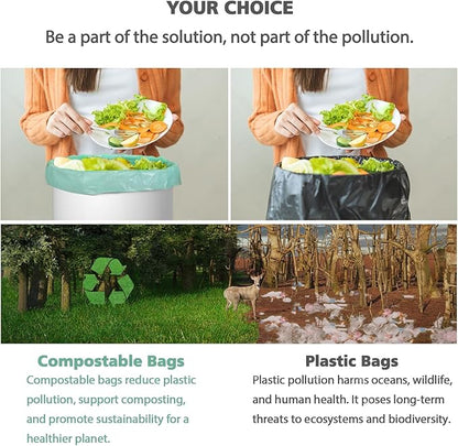 Compostable Trash Garbage bags,AYOTEE 13-15 Gallon Tall Kitchen Trash Bags,Heavy Duty Unscented 1.18Mils 55 Liter,60 Count,Strong Thicken Rubbish Waste Can Liners for Kitchen Garden Home